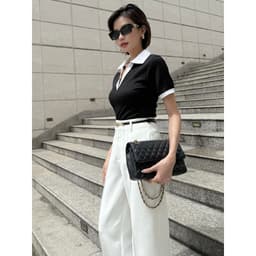 Thumbnail BBSTORE’S Áo Thun Polo Tay Ngắn Phối Cổ Trắng Thanh Lịch - A4033A 4