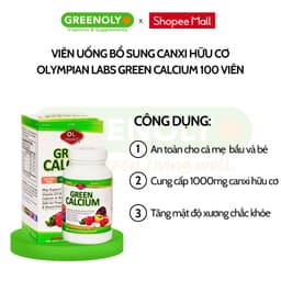 Thumbnail Viên Uống Bổ Sung Canxi Hữu Cơ Olympian Labs Green Calcium Cho Bà Bầu, Sau Sinh Và Trẻ Em, Giúp Xương Chắc Khỏe 100 Viên 3