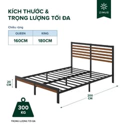 Thumbnail Giường Khung Sắt Với Thanh Chắn Bằng Gỗ Tre  -  Kai Bamboo and Metal Platform Bed Frame & Headboard 2