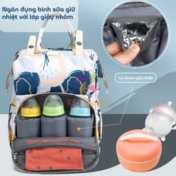 Thumbnail Balo bỉm sữa giữ nhiệt bình sữa tích hợp cổng sạc USB KidAndMom CareFreeFox nhiều ngăn chống thấm đựng bỉm sữa cho mẹ bé 2