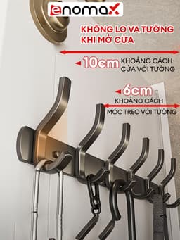 Thumbnail Móc treo quần áo Enomax gắn tường  siêu dính chịu lực 50KG, Thép Carbon cao cấp chống gỉ, tặng keo dán, ốc vít. 2