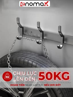 Thumbnail Móc treo quần áo Enomax gắn tường  siêu dính chịu lực 50KG, Thép Carbon cao cấp chống gỉ, tặng keo dán, ốc vít. 3