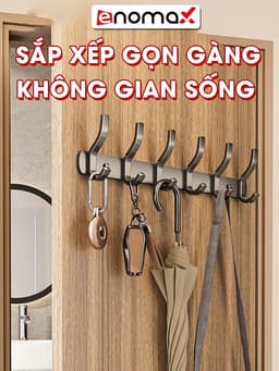 Thumbnail Móc treo quần áo Enomax gắn tường  siêu dính chịu lực 50KG, Thép Carbon cao cấp chống gỉ, tặng keo dán, ốc vít. 4