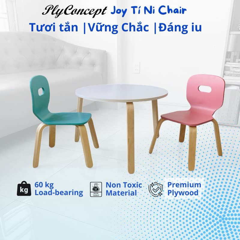 Ảnh Ghế Trẻ Em, Ghế Ăn Dặm, Ghế gỗ cho Bé Montessori, Ghế nhà trẻ - Plyconcept Joy Tí Nị Chair 1