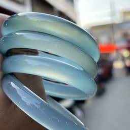 Thumbnail Vòng Mã Não Xanh Lam Xám Nhạt Độ Sáng 5A Kèm Kiểm Định - Ngọc Trai Trường Thịnh 1