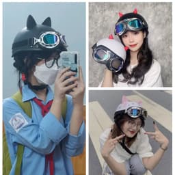 Thumbnail Mũ bảo hiểm nửa đầu Hpro Helmets nhiều màu sắc thời trang, cá tính, kèm kính UV, phi công, Freesize (55-59cm) 4