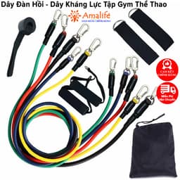 Thumbnail Bộ 5 Dây Kháng Lực Dây Đàn Hồi Ngũ Sắc Tập Thể Hình Tập Gym Toàn Thân Đa Năng Chống Đứt Móc Sắt Chính Hãng Amalife 1