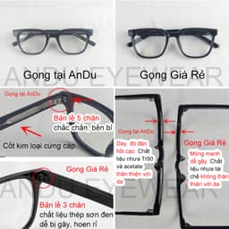 Thumbnail Gọng kính cận thời trang nam nữ ANDU EYEWEAR dáng vuông chống tia UV chất liệu nhựa cao cấp - 9136 2