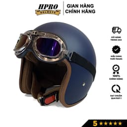 Thumbnail Mũ bảo hiểm 3/4 đầu, Sundy Helmet, nhiều màu sắc thời trang, cá tính, Freesize (54-58cm) kèm kính Phi Công, UV. 3