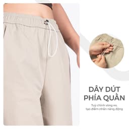 Thumbnail Quần Ống Rộng, Quần Jogger Nữ Vải Gió Cạp Chun Rút Dây Livan Sport Cao Cấp, Quần Nữ Form Rộng 4