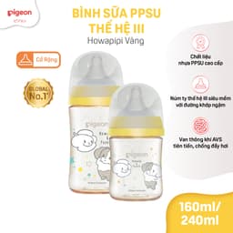 Thumbnail Bình sữa Pigeon PPSU Plus thế hệ III cổ rộng Howapipi (160ml/240ml) 1