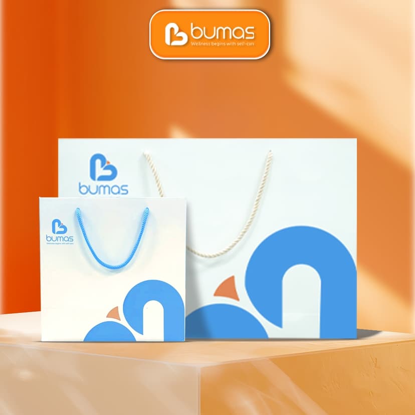 Ảnh Túi đựng quà tặng BUMAS màu trắng in logo 2