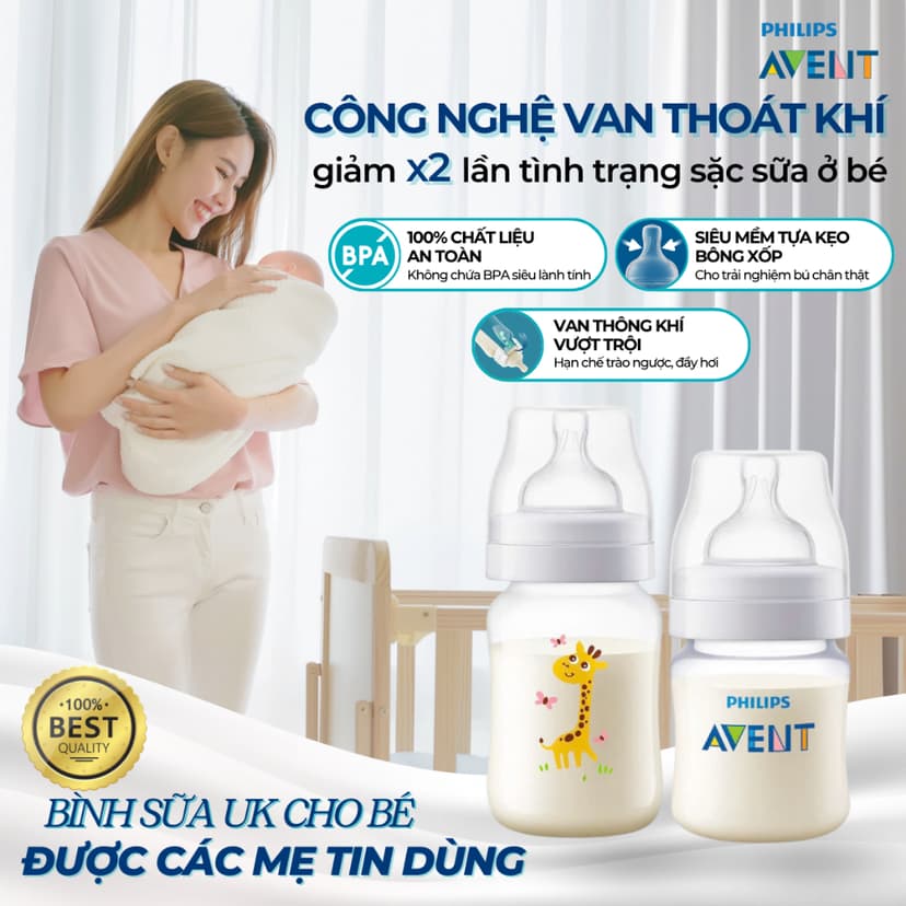 Ảnh Bình Sữa Philips Avent Shrink Wrap Classic Cho Bé Cổ Rộng Natural An Toàn, Chống Đầy Hơi Sặc Sữa 1