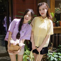 Thumbnail Áo sơ mi nữ Beenie Choobe kẻ sọc oversize cộc tay form suông rộng khoác ngoài ASM18 3
