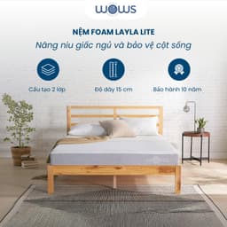 Thumbnail WOWS - Nệm Foam 15cm Layla Lite Cho Người Lớn Tuổi - Bảo Vệ Cột Sống, Ép Cuộn Tiện Lợi - BH 10 Năm 1