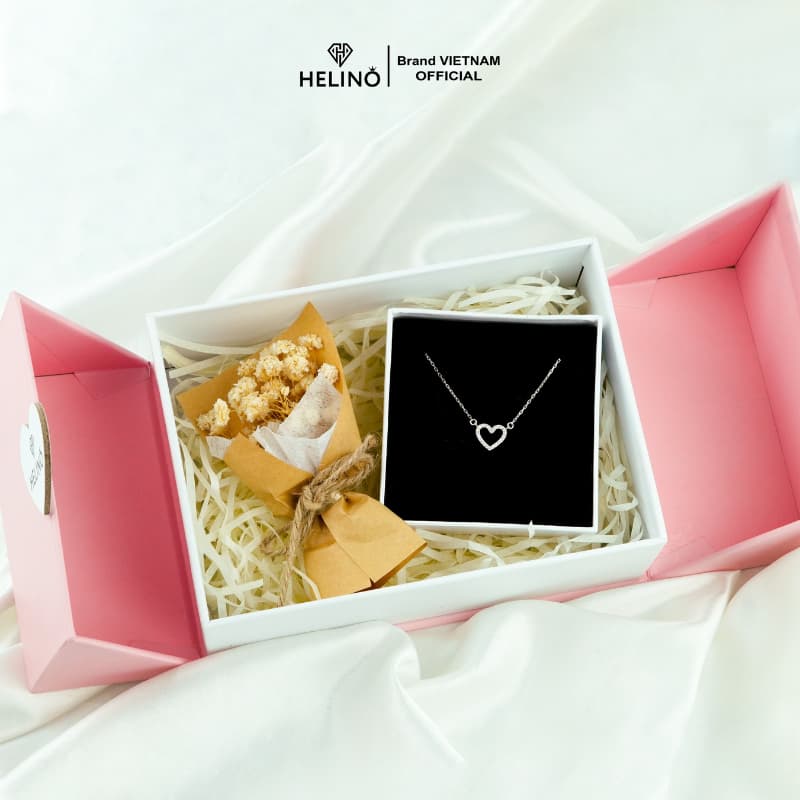Ảnh Hộp quà Trái tim kèm hoa + Dây Chuyền/Lắc Tay (CHAT chọn mẫu) - Quà tặng bạn gái, người thân 20/10, 8/3 3