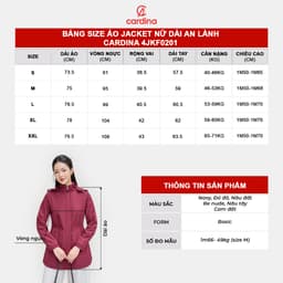 Thumbnail Áo khoác jacket nữ An Lành CARDINA chất liệu gió tráng nhựa 50D cản gió cản nước kiểu dáng trẻ trung 4JKF02 3