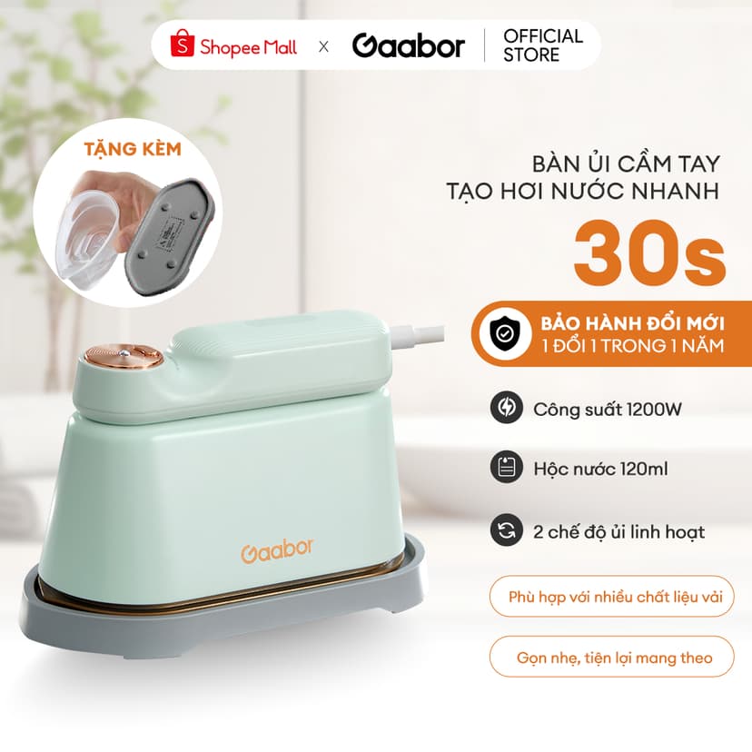 Ảnh Bàn ủi hơi nước cầm tay Gaabor HM-M01A 2in1 thích hợp cho mọi loại vải bàn là cầm tay bàn ủi hơi nước dung tích lớn 3