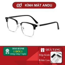 Thumbnail Gọng kính cận nửa viền thời trang nam nữ ANDU dáng chữ nhật chống tia UV chất liệu kim loại- 16178 1