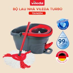 Thumbnail Bộ lau nhà thông minh 360 độ VILEDA Turbo Easy Wring&Clean đầu lau tam giác, xô giặt quay bằng chân 2
