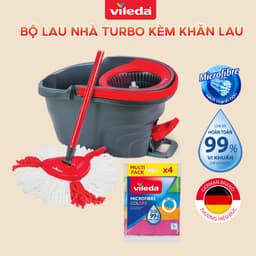 Thumbnail Cây lau nhà VILEDA Turbo Easy Wring&Clean kèm khăn lau bếp đa năng gói 4 chiếc - Vileda chính hãng 2