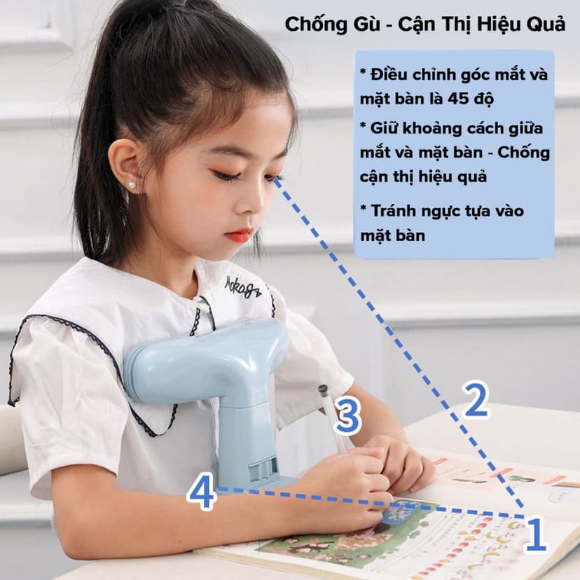 Ảnh Bộ Giá Đỡ Cằm Chống Cận Thị Cải Tiến PRO Dụng Cụ Chống Gù Giúp Ngồi Thẳng Lưng Luyện Chữ Chính Hãng Amalife 3