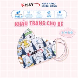 Thumbnail Khẩu Trang Vải Kissy Trẻ Em 4-10 Tuổi Gấu Trắng Vải Cotton Kháng Khuẩn Ngăn UV Chống Bụi Mịn 1