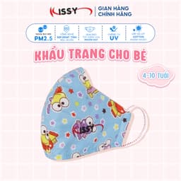 Thumbnail Khẩu Trang Vải Kissy Trẻ Em Cho Bé 4-10 Tuổi Ếch Xanh Vải Cotton Ngăn UV Chống Bụi Mịn PM 2.5 - S0-0042 1
