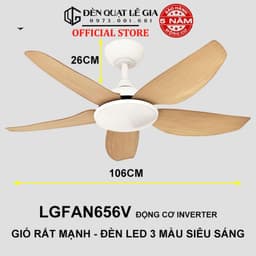 Thumbnail Quạt Trần Chung Cư Cổ Ngắn Gió Mạnh | Quạt trần Lê Gia Bảo Hành 5 Năm 1