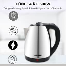 Thumbnail Ấm siêu tốc inox 304 cao cấp đảm bảo an toàn 1.8L Daewoo DWK-S1805 đế xoay 360 độ  - Hàng chính hãng BH 2 năm 2