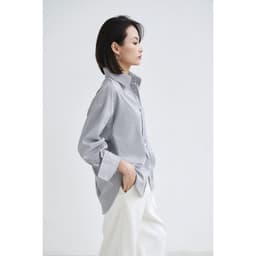 Thumbnail Áo sơ mi nữ GILLEE dáng oversized, sơ mi form rộng vải kate Mỹ tone đen và xám sang trọng, cuốn hút 3