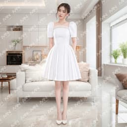 Thumbnail Đầm công chúa MINA tay phồng dáng xoè xếp ly chất Taffeta phối Voan điệu đà dự tiệc, đi chơi MN214 2