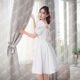 Thumbnail Đầm công chúa MINA tay phồng dáng xoè xếp ly chất Taffeta phối Voan điệu đà dự tiệc, đi chơi MN214 3