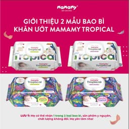 Thumbnail Khăn ướt cao cấp cho bé Mamamy Tropical gói 90 tờ 100% sợi tự nhiên và rayon ngừa hăm, mềm dai sạch cực 3