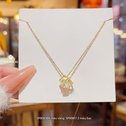 Thumbnail Dây chuyền nữ titan Eleanor Accessories thiết kế hình vuông đính đá phụ kiện trang sức vòng cổ 8384 2