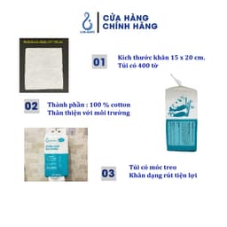 Thumbnail Khăn khô đa năng cho bé LIKADO  túi 400 tờ 100 % cotton kích thước 15 x 20cm tự phân hủy ( 1 túi) 4