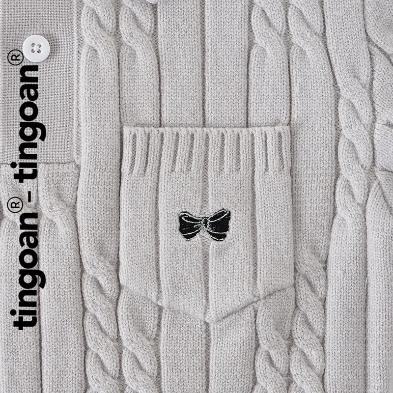 Ảnh TINGOAN® - Áo len xù POLO cổ bẻ xám phối túi ngực POLO BABY TOP/GR (không bao gồm khăn choàng cổ) 1