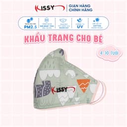 Thumbnail Khẩu Trang Vải Kissy Trẻ Em 4-10Tuổi Cá Voi Nhỏ Vải Cotton Kháng Khuẩn Ngăn UV Chống Bụi Mịn 1