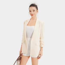 Thumbnail Áo blazer nữ Áo vest nữ MARC FASHION nhún xắn tay cách điệu trẻ trung FAVH043521 3
