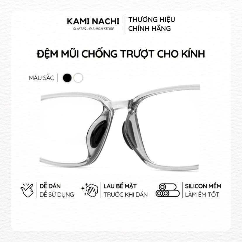 Ảnh Bộ 2 miếng đệm mũi silicon hình bán nguyệt có mặt dán keo cho mắt kính KAMI NACHI 1