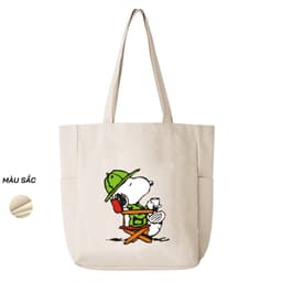Thumbnail Túi Tote Canvas GINKO Unisex Có Dây Kéo ( túi con) Phong Cách Hàn Quốc In Hình SNOOPY ( Nhiều Mẫu ) 4