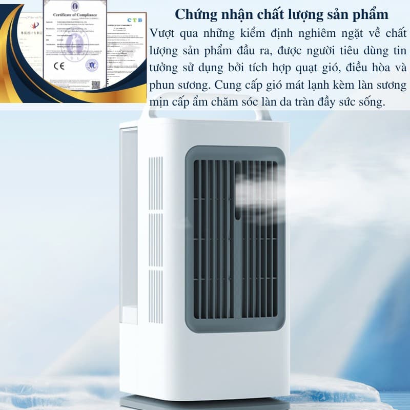 Ảnh Quạt Điều Hòa Hơi Nước HOKU Quạt Phun Sương Để Bàn 3 Chế Độ Gió Mát Lạnh Dung Tích Chứa 1,7L Có Thể Quay 180 Độ 2