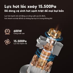Thumbnail Máy hút bụi gập Aqua CCXL8R đặc biệt đầu gập 90 độ, lực hút 15500Pa - Bảo hành 12 tháng 2