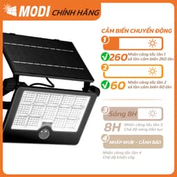 Thumbnail Đèn Pha Led Cảm Biến Chuyển Động Ngoài Trời Năng Lượng Mặt Trời MODI SOLAR Có Cổng Sạc USB 4
