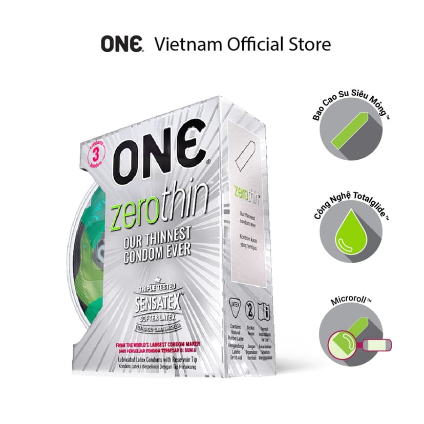 Ảnh Bao Cao Su ONE của Mỹ Siêu Mỏng Mềm Truyền Nhiệt Nhanh One Zero Thin size 53mm 1