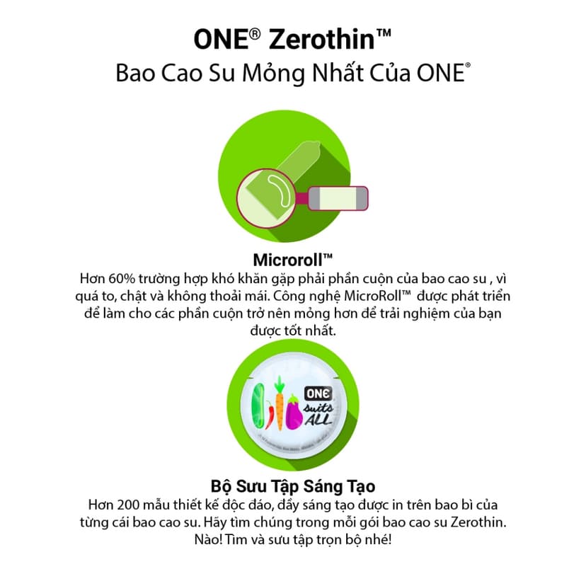 Ảnh Bao Cao Su ONE của Mỹ Siêu Mỏng Mềm Truyền Nhiệt Nhanh One Zero Thin size 53mm 2