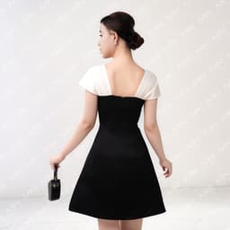 Thumbnail Đầm nữ MINA dáng xoè ngắn chất Taffeta phối nơ ngực tơ gân sang trọng dự tiệc, đi chơi, công sở MN187 2
