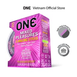 Thumbnail Bao Cao Su ONE của Mỹ One Mixed Pleasuares Mix Nhiều Loại Có Bao Phát Sáng, size 53mm 1