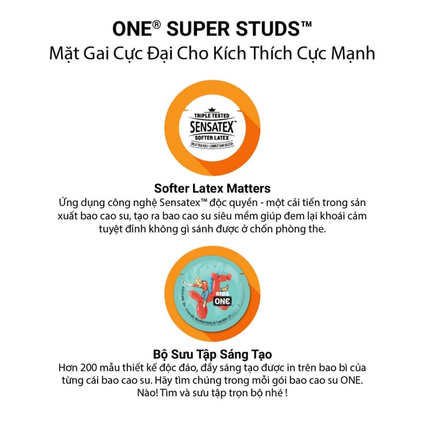Ảnh Bao Cao Su ONE của Mỹ Có Gai Cực Đại Mềm One Super Studs size 53mm 3