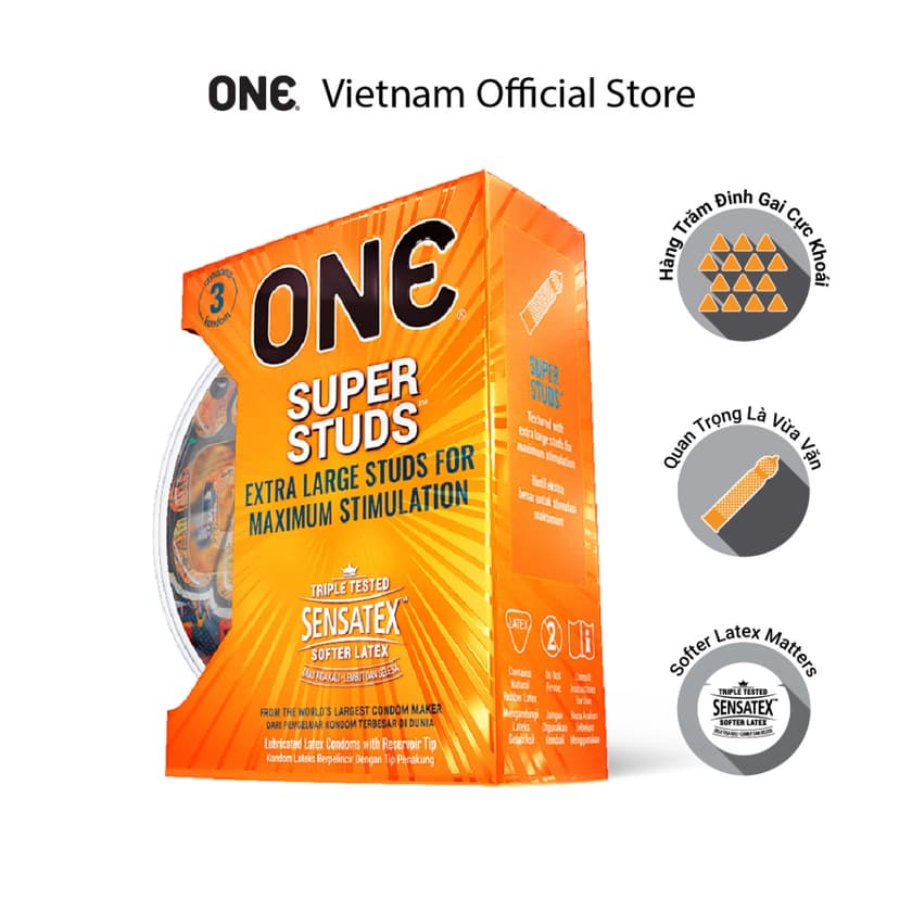 Ảnh Bao Cao Su ONE của Mỹ Có Gai Cực Đại Mềm One Super Studs size 53mm 4